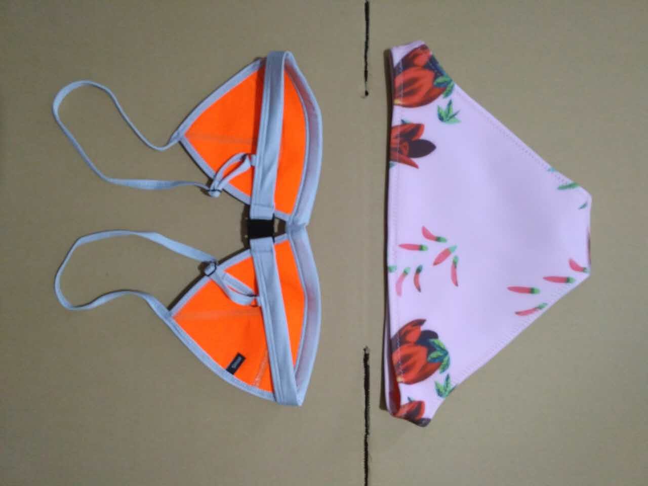 F4642 Soft Floral Crochet Neoprene Bikini Set